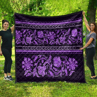 Azerbaijan Quilt Traditional Pattern Ornament With Flowers Buta Violet - Wonder Print Shop