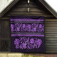 Azerbaijan Quilt Traditional Pattern Ornament With Flowers Buta Violet - Wonder Print Shop