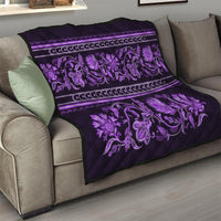 Azerbaijan Quilt Traditional Pattern Ornament With Flowers Buta Violet - Wonder Print Shop