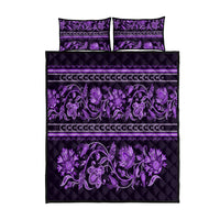 Azerbaijan Quilt Bed Set Traditional Pattern Ornament With Flowers Buta Violet - Wonder Print Shop