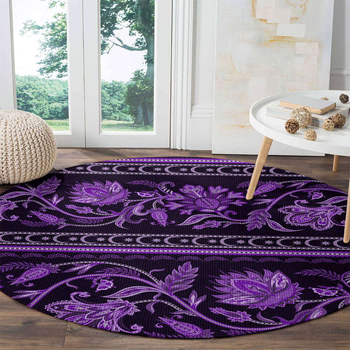 azerbaijan-round-carpet-traditional-pattern-ornament-with-flowers-buta-violet