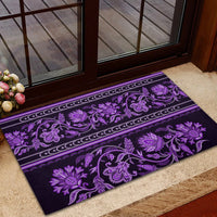Azerbaijan Rubber Doormat Traditional Pattern Ornament With Flowers Buta Violet - Wonder Print Shop