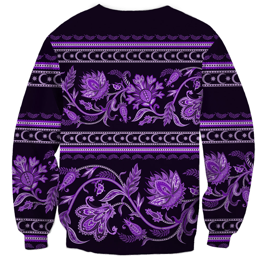 Azerbaijan Sweatshirt Traditional Pattern Ornament With Flowers Buta Violet - Wonder Print Shop