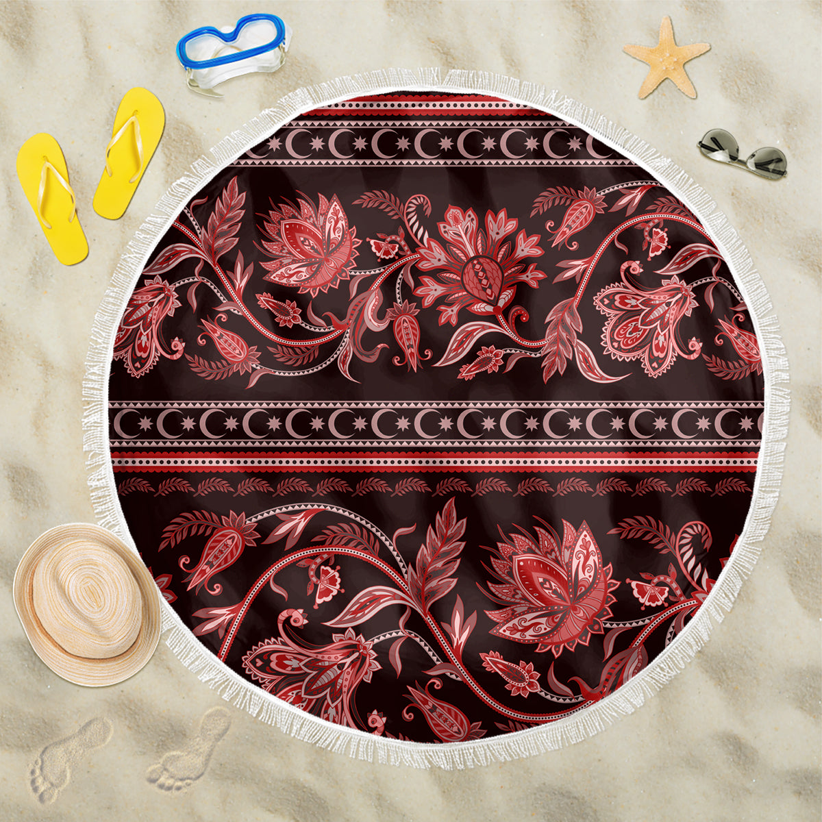 azerbaijan-beach-blanket-traditional-pattern-ornament-with-flowers-buta-red