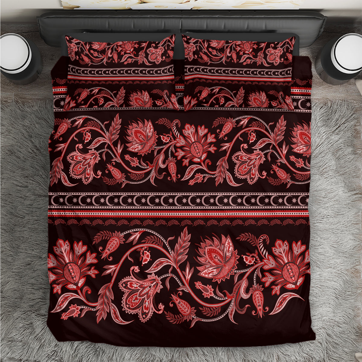 azerbaijan-bedding-set-traditional-pattern-ornament-with-flowers-buta-red