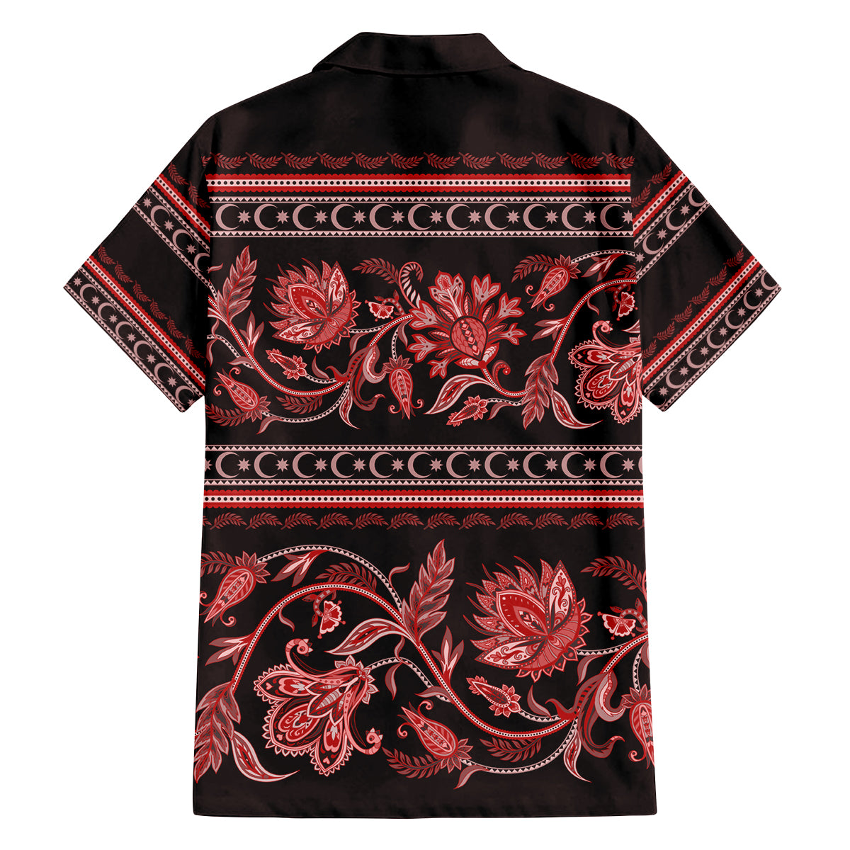 Azerbaijan Family Matching Puletasi Dress and Hawaiian Shirt Traditional Pattern Ornament With Flowers Buta Red - Wonder Print Shop