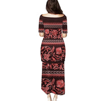 Azerbaijan Family Matching Puletasi Dress and Hawaiian Shirt Traditional Pattern Ornament With Flowers Buta Red - Wonder Print Shop