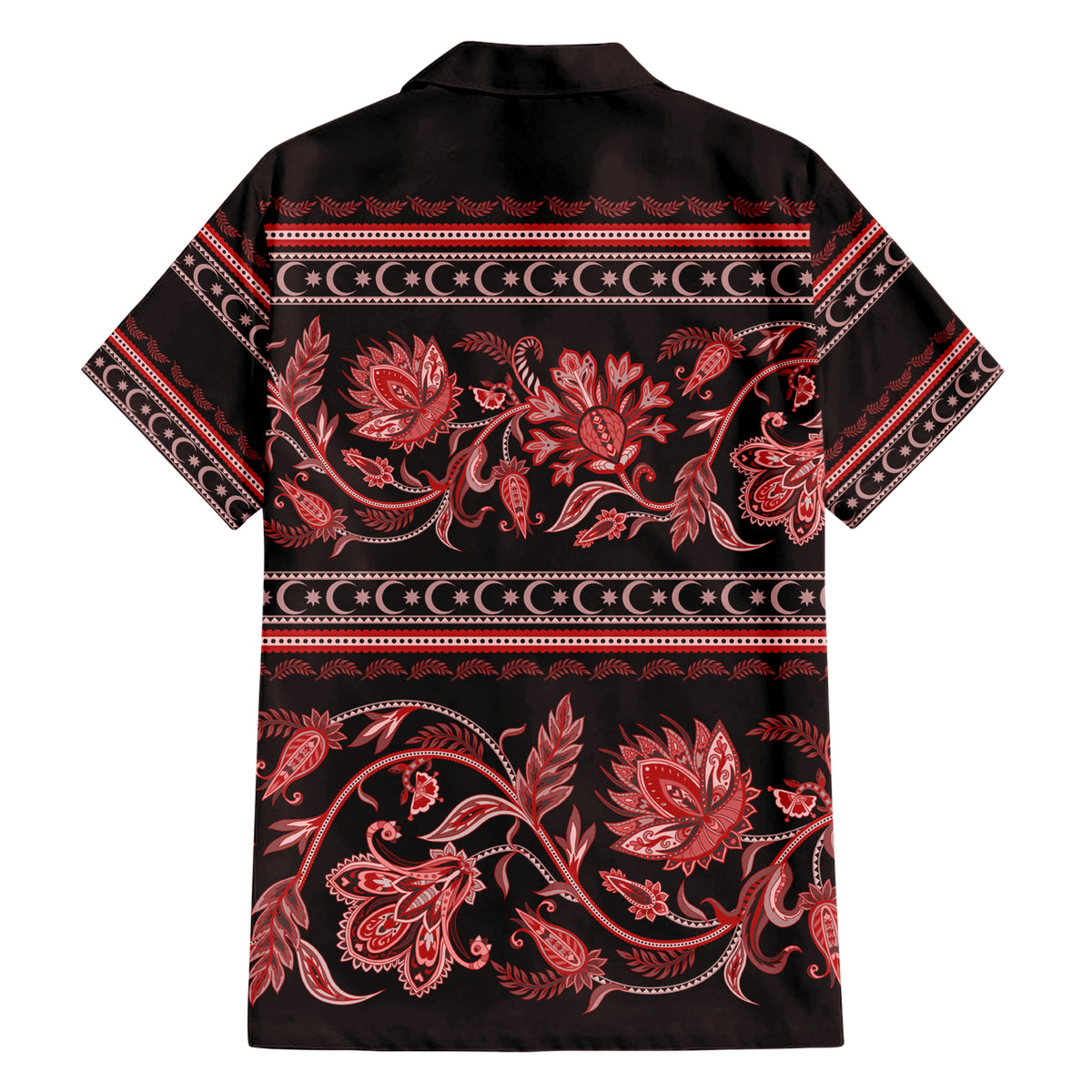 Azerbaijan Family Matching Short Sleeve Bodycon Dress and Hawaiian Shirt Traditional Pattern Ornament With Flowers Buta Red - Wonder Print Shop