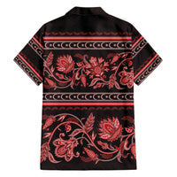 Azerbaijan Family Matching Short Sleeve Bodycon Dress and Hawaiian Shirt Traditional Pattern Ornament With Flowers Buta Red - Wonder Print Shop