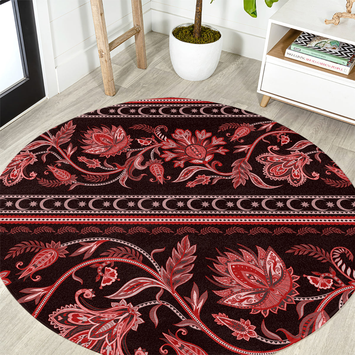 azerbaijan-round-carpet-traditional-pattern-ornament-with-flowers-buta-red
