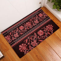 Azerbaijan Rubber Doormat Traditional Pattern Ornament With Flowers Buta Red - Wonder Print Shop