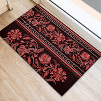 Azerbaijan Rubber Doormat Traditional Pattern Ornament With Flowers Buta Red - Wonder Print Shop