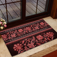 Azerbaijan Rubber Doormat Traditional Pattern Ornament With Flowers Buta Red - Wonder Print Shop