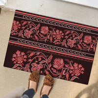 Azerbaijan Rubber Doormat Traditional Pattern Ornament With Flowers Buta Red - Wonder Print Shop