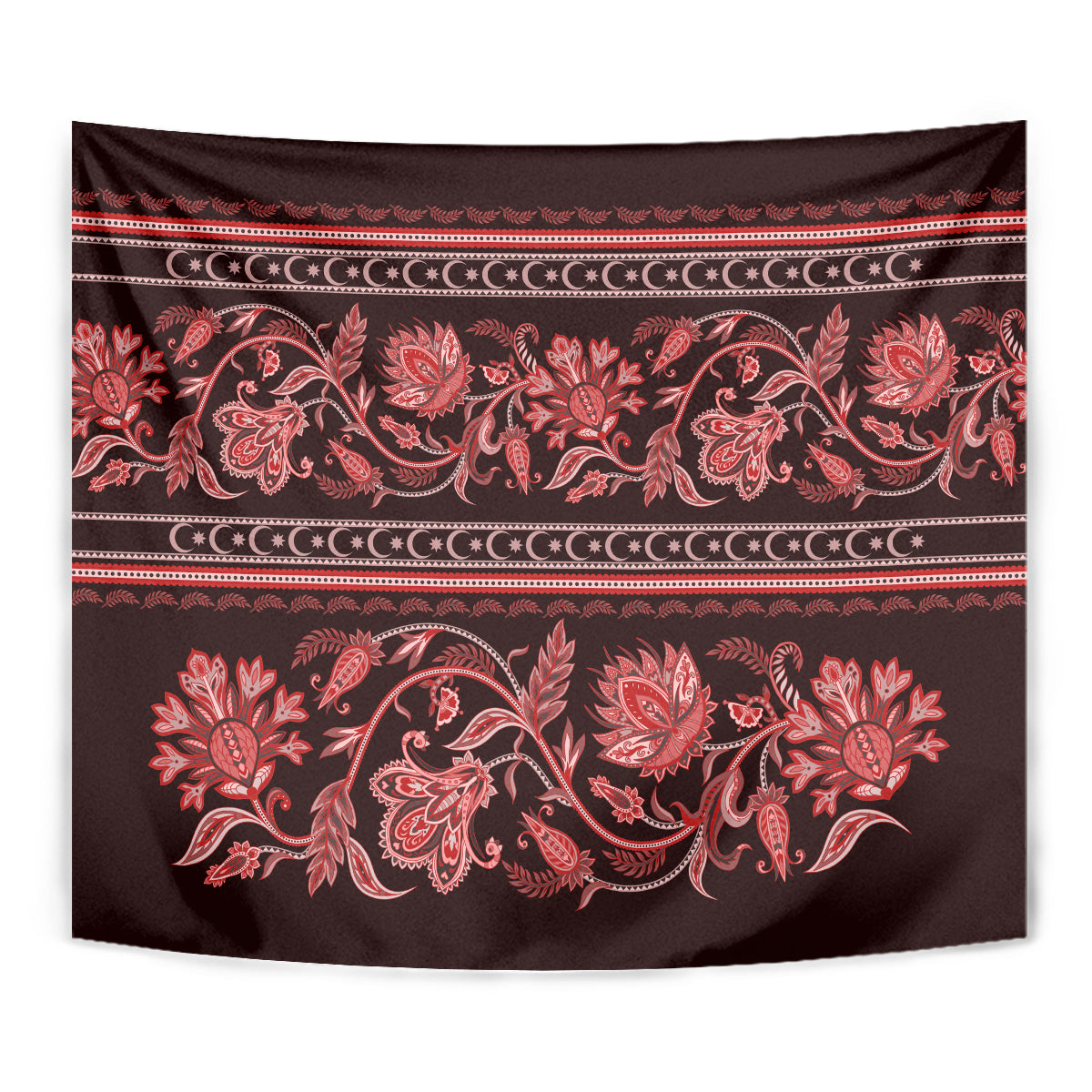 Azerbaijan Tapestry Traditional Pattern Ornament With Flowers Buta Red - Wonder Print Shop