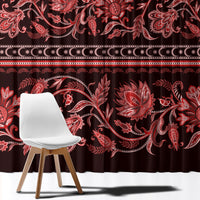 Azerbaijan Window Curtain Traditional Pattern Ornament With Flowers Buta Red - Wonder Print Shop