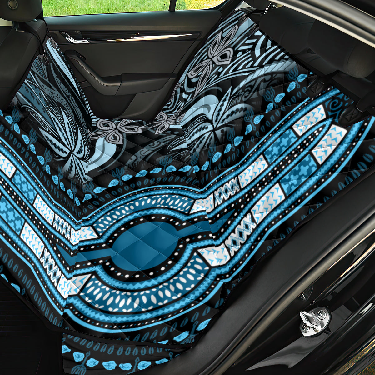 Polynesia Dashiki Back Car Seat Cover Polynesia and Africa Traditional Special Together Blue LT9 - Wonder Print Shop