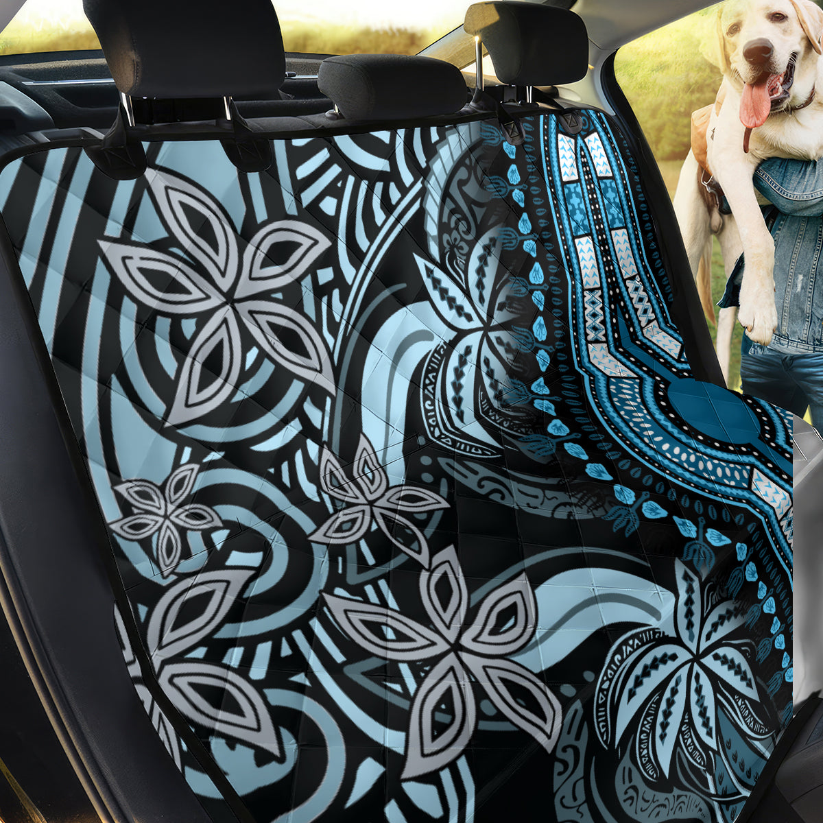 Polynesia Dashiki Back Car Seat Cover Polynesia and Africa Traditional Special Together Blue LT9 - Wonder Print Shop