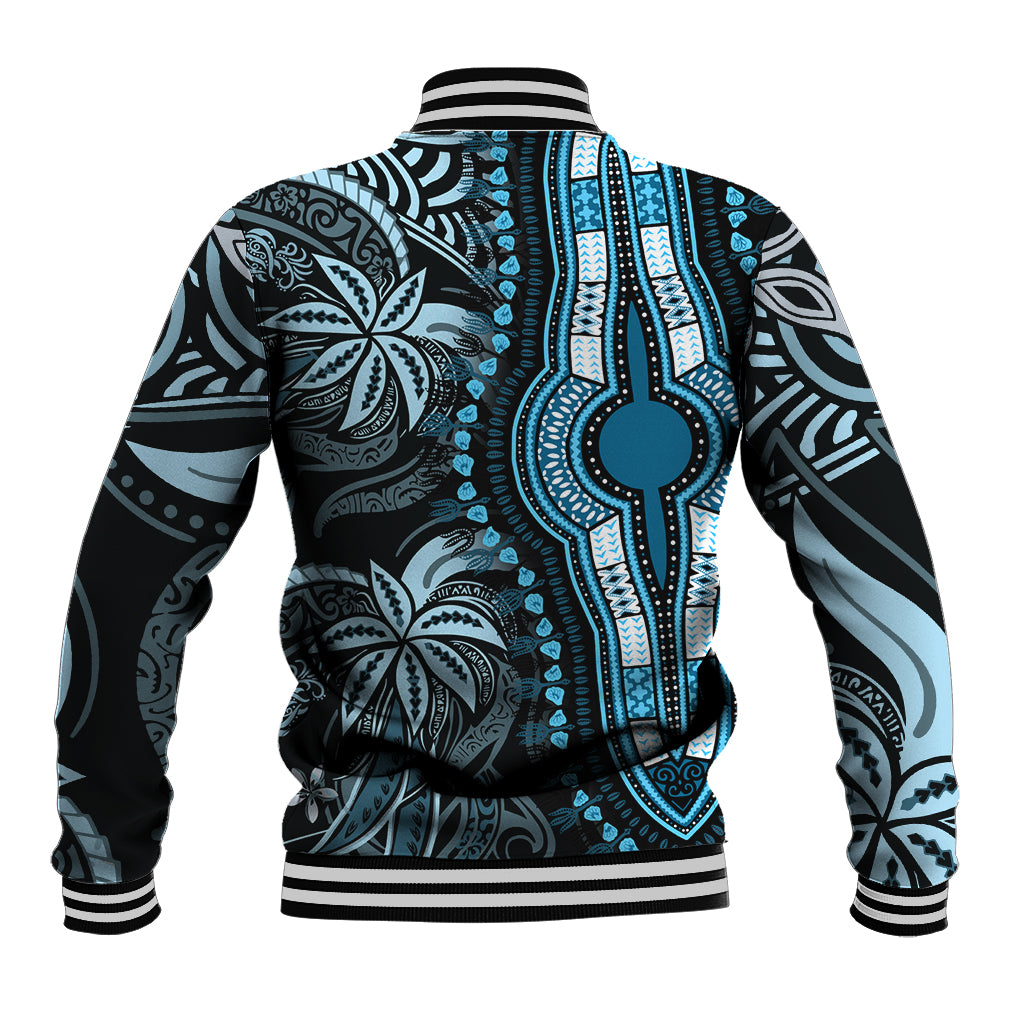 Polynesia Dashiki Baseball Jacket Polynesia and Africa Traditional Special Together Blue LT9 - Wonder Print Shop