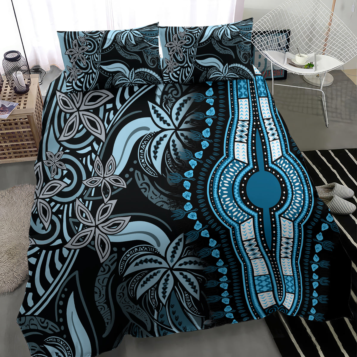 Polynesia Dashiki Bedding Set Polynesia and Africa Traditional Special Together Blue LT9 - Wonder Print Shop