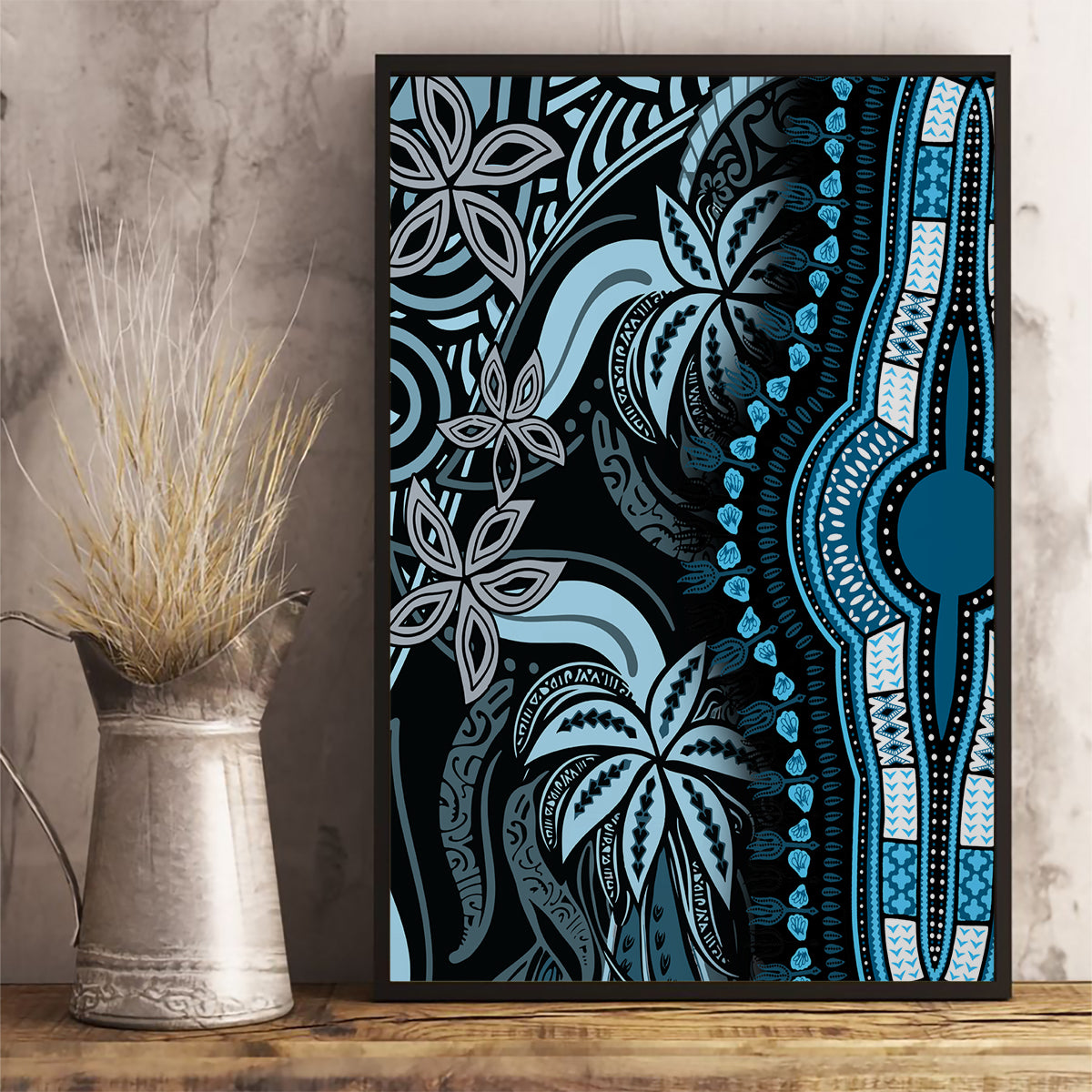 Polynesia Dashiki Canvas Wall Art Polynesia and Africa Traditional Special Together Blue LT9 - Wonder Print Shop
