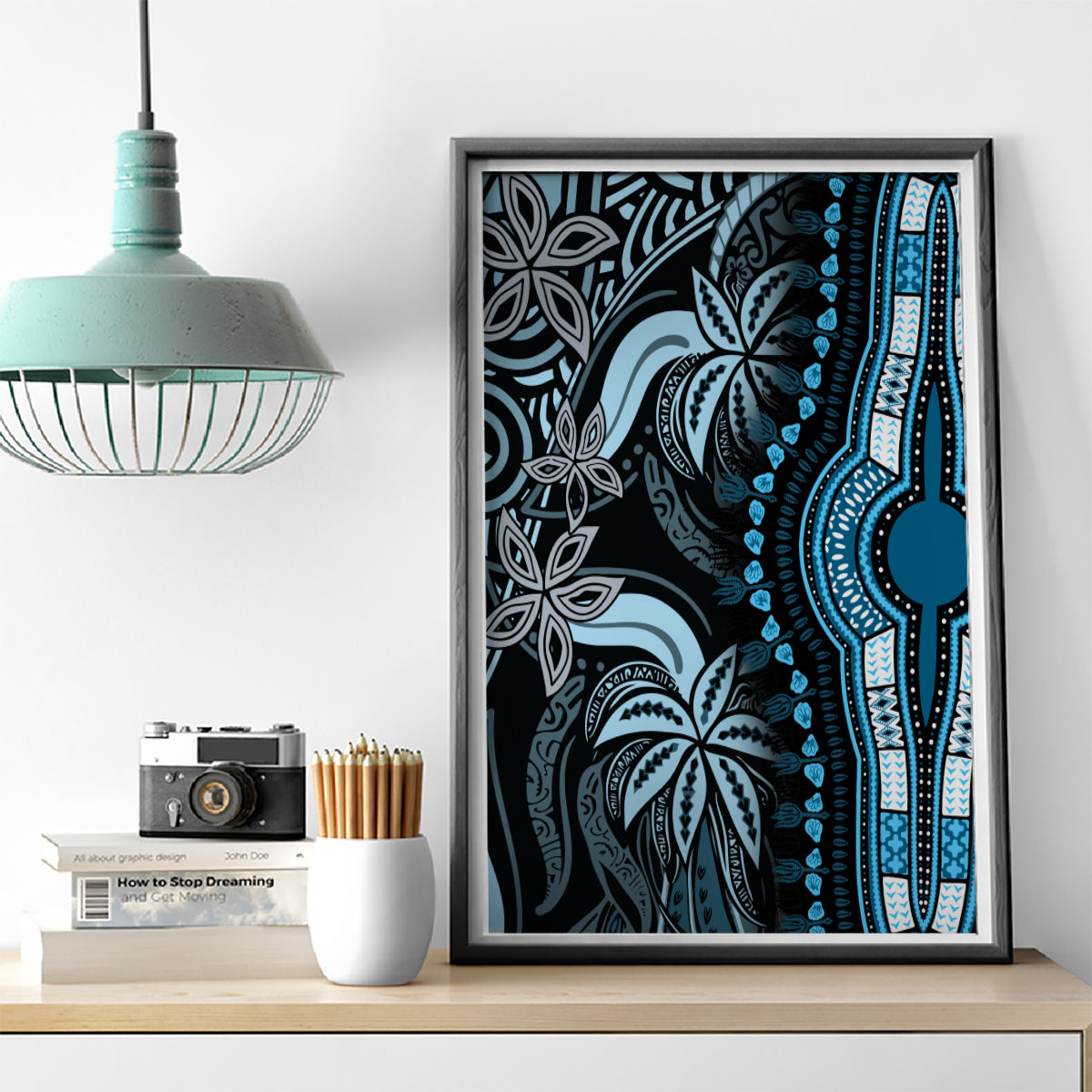 Polynesia Dashiki Canvas Wall Art Polynesia and Africa Traditional Special Together Blue LT9 - Wonder Print Shop