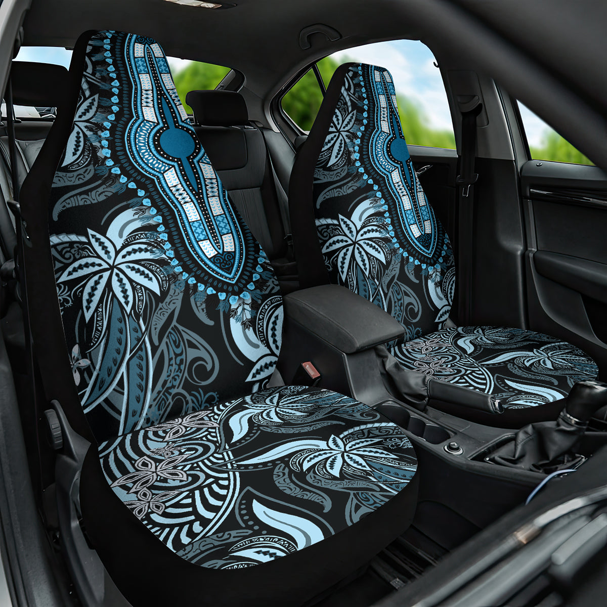 Polynesia Dashiki Car Seat Cover Polynesia and Africa Traditional Special Together Blue LT9 - Wonder Print Shop