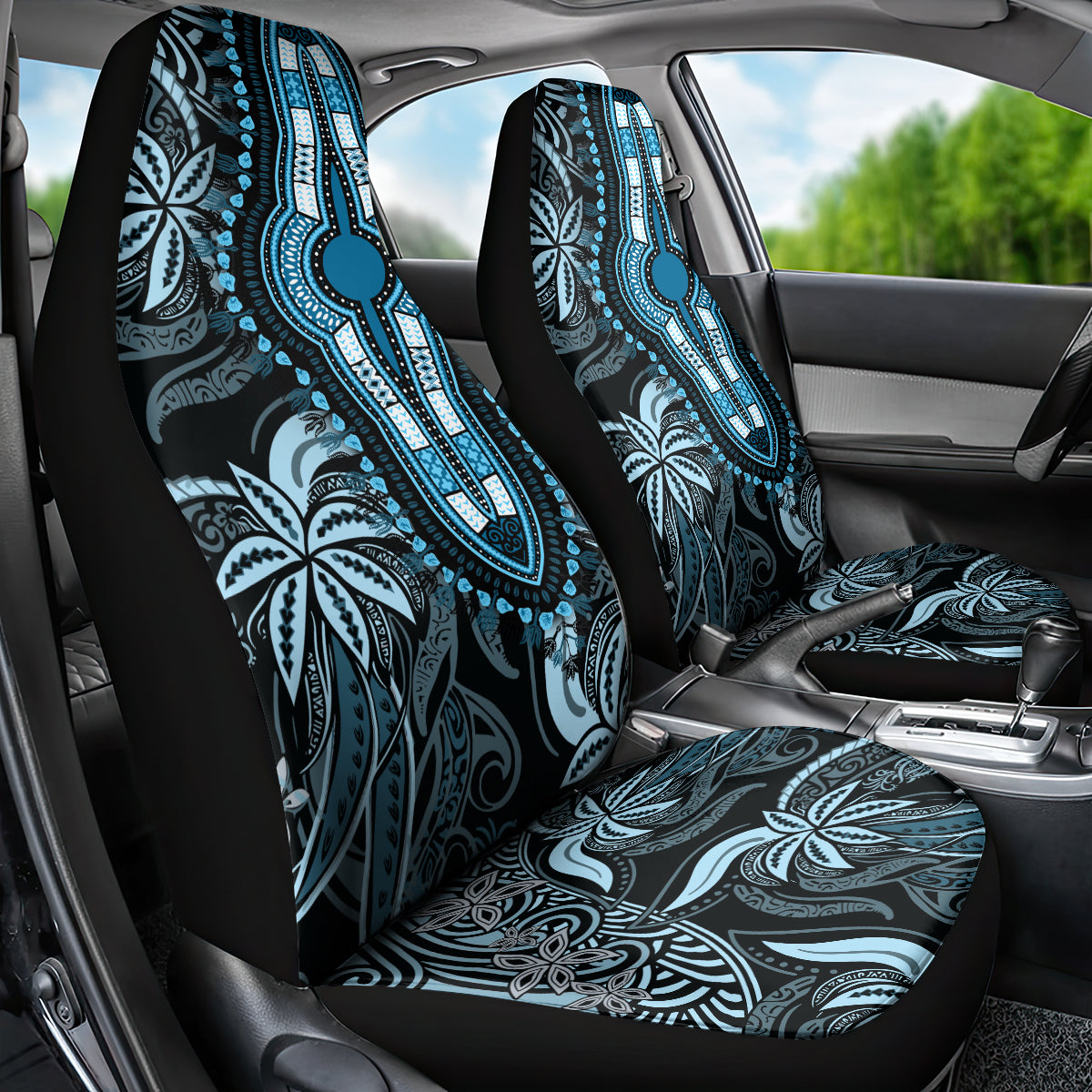Polynesia Dashiki Car Seat Cover Polynesia and Africa Traditional Special Together Blue LT9 - Wonder Print Shop