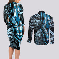 Polynesia Dashiki Couples Matching Long Sleeve Bodycon Dress and Long Sleeve Button Shirts Polynesia and Africa Traditional Special Together Blue LT9 - Wonder Print Shop