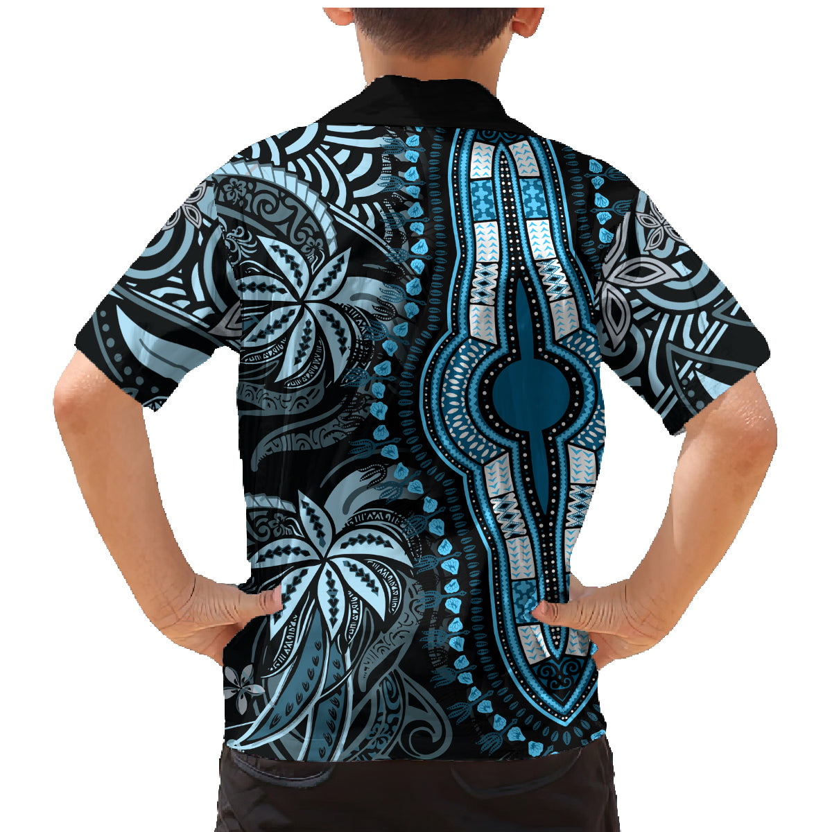 Polynesia Dashiki Family Matching Mermaid Dress and Hawaiian Shirt Polynesia and Africa Traditional Special Together Blue LT9 - Wonder Print Shop