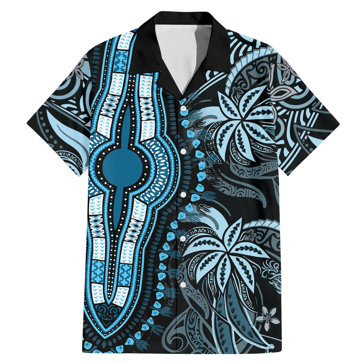 Polynesia Dashiki Family Matching Mermaid Dress and Hawaiian Shirt Polynesia and Africa Traditional Special Together Blue LT9 - Wonder Print Shop