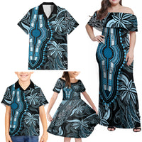 Polynesia Dashiki Family Matching Off Shoulder Maxi Dress and Hawaiian Shirt Polynesia and Africa Traditional Special Together Blue LT9 - Wonder Print Shop