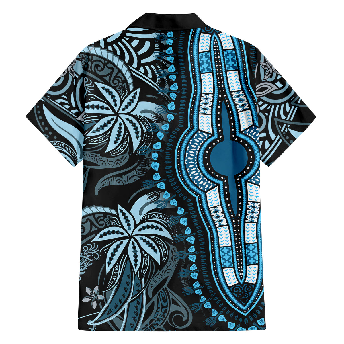 Polynesia Dashiki Family Matching Puletasi Dress and Hawaiian Shirt Polynesia and Africa Traditional Special Together Blue - Wonder Print Shop