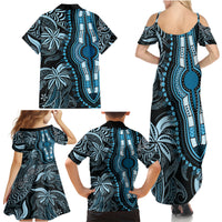 Polynesia Dashiki Family Matching Summer Maxi Dress and Hawaiian Shirt Polynesia and Africa Traditional Special Together Blue - Wonder Print Shop