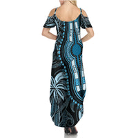 Polynesia Dashiki Family Matching Summer Maxi Dress and Hawaiian Shirt Polynesia and Africa Traditional Special Together Blue - Wonder Print Shop