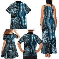 Polynesia Dashiki Family Matching Tank Maxi Dress and Hawaiian Shirt Polynesia and Africa Traditional Special Together Blue - Wonder Print Shop