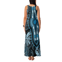Polynesia Dashiki Family Matching Tank Maxi Dress and Hawaiian Shirt Polynesia and Africa Traditional Special Together Blue - Wonder Print Shop