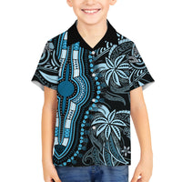 Polynesia Dashiki Family Matching Tank Maxi Dress and Hawaiian Shirt Polynesia and Africa Traditional Special Together Blue - Wonder Print Shop