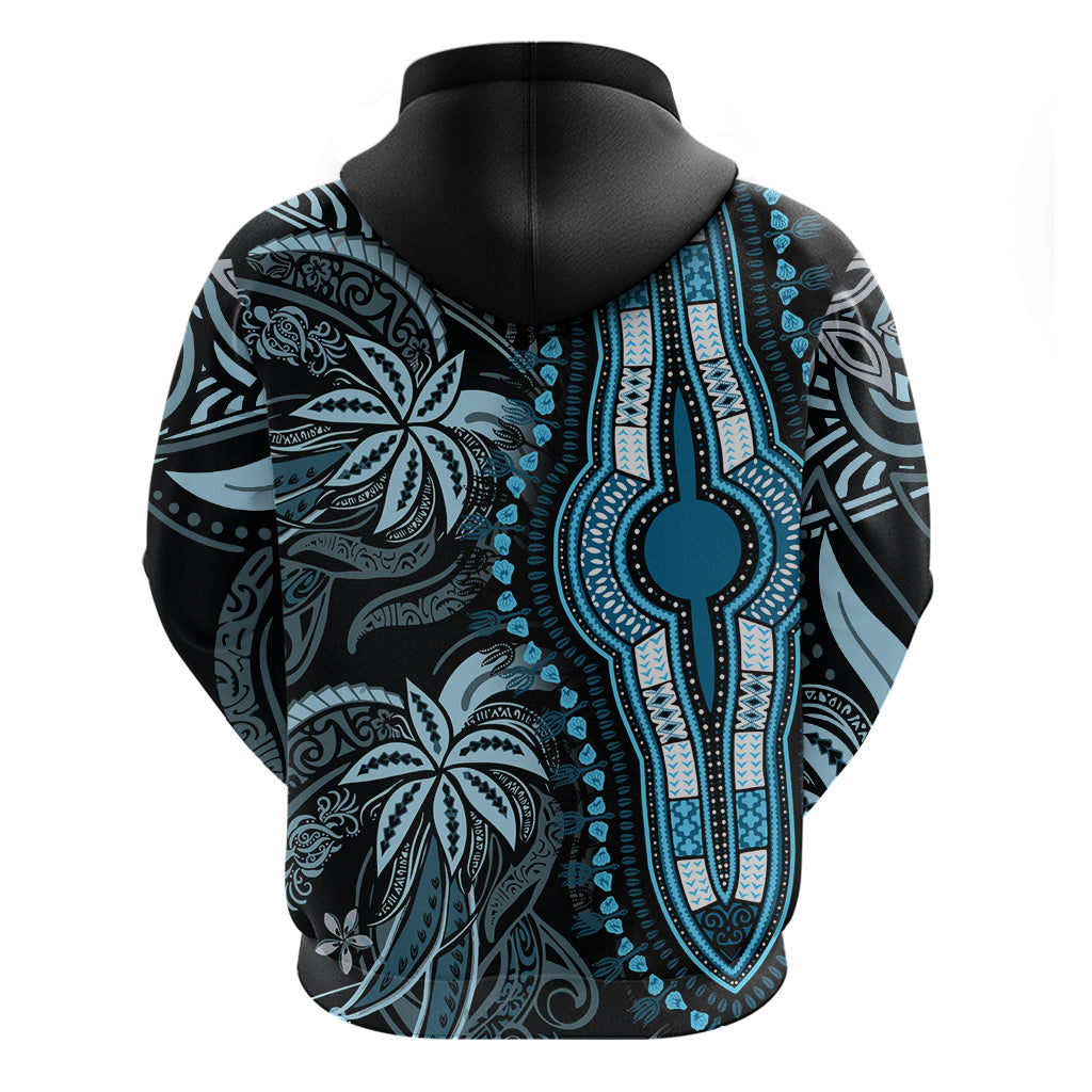 Polynesia Dashiki Hoodie Polynesia and Africa Traditional Special Together Blue - Wonder Print Shop