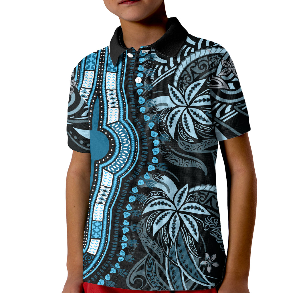 Polynesia Dashiki Kid Polo Shirt Polynesia and Africa Traditional Special Together Blue - Wonder Print Shop