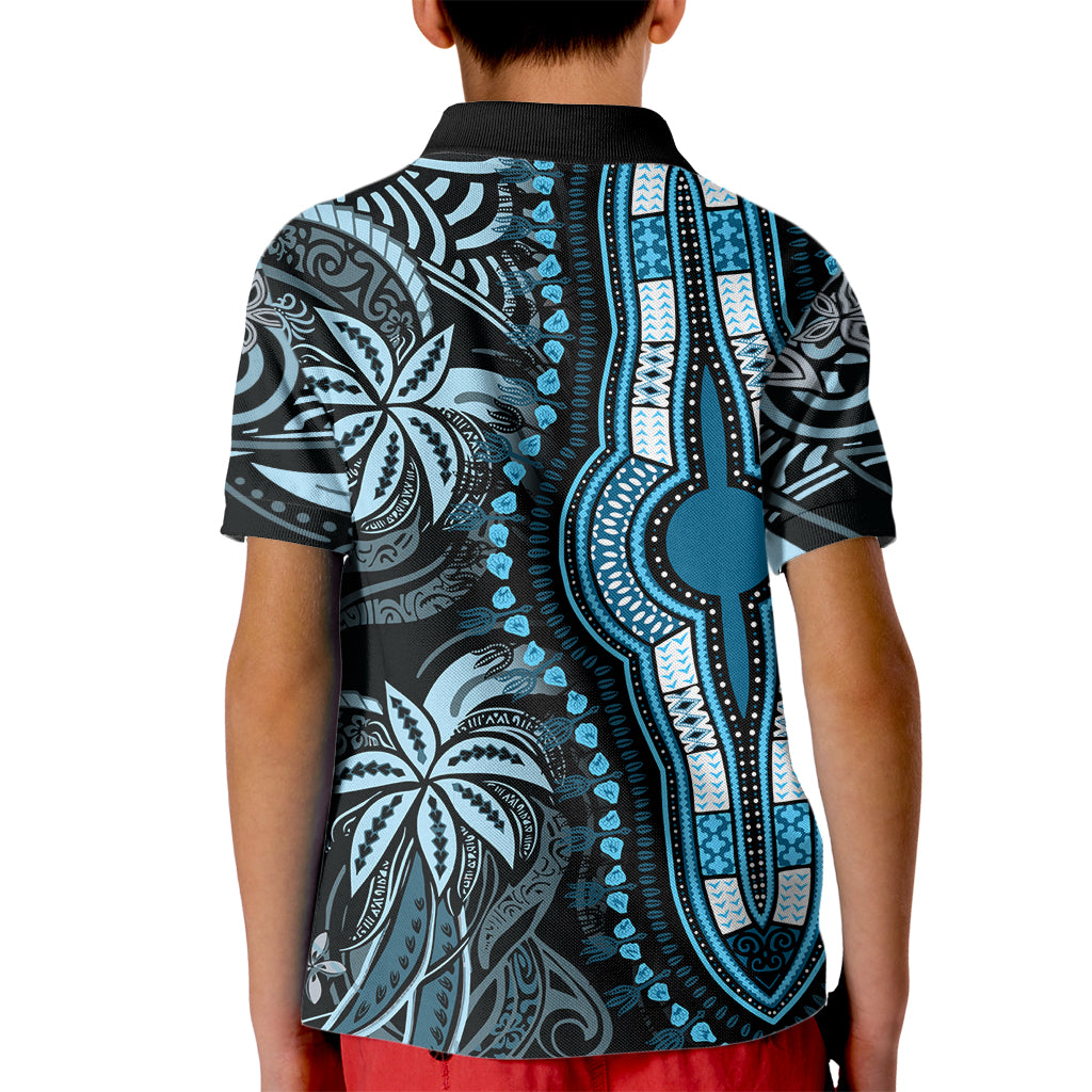 Polynesia Dashiki Kid Polo Shirt Polynesia and Africa Traditional Special Together Blue - Wonder Print Shop
