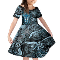 Polynesia Dashiki Kid Short Sleeve Dress Polynesia and Africa Traditional Special Together Blue - Wonder Print Shop