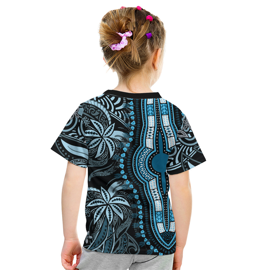Polynesia Dashiki Kid T Shirt Polynesia and Africa Traditional Special Together Blue - Wonder Print Shop