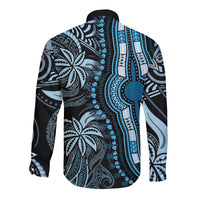 Polynesia Dashiki Long Sleeve Button Shirt Polynesia and Africa Traditional Special Together Blue - Wonder Print Shop