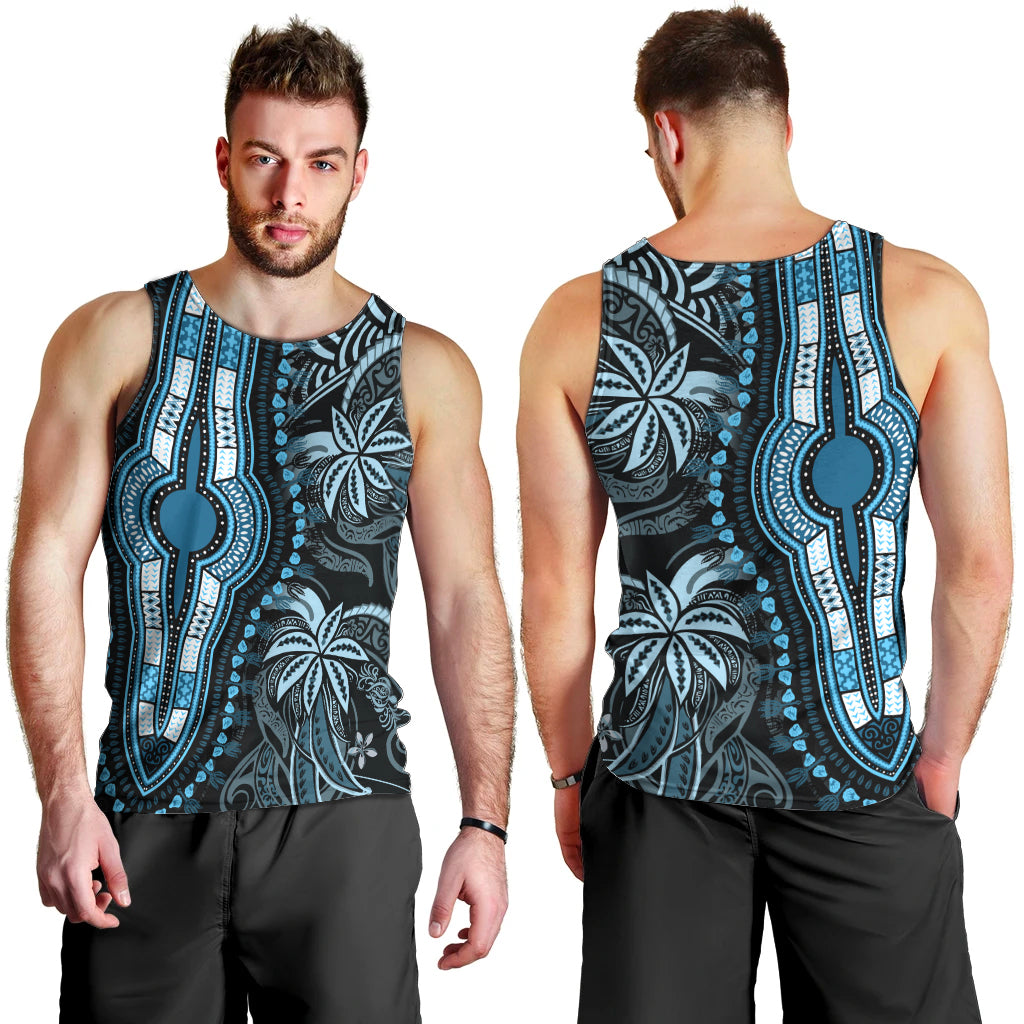 Polynesia Dashiki Men Tank Top Polynesia and Africa Traditional Special Together Blue - Wonder Print Shop
