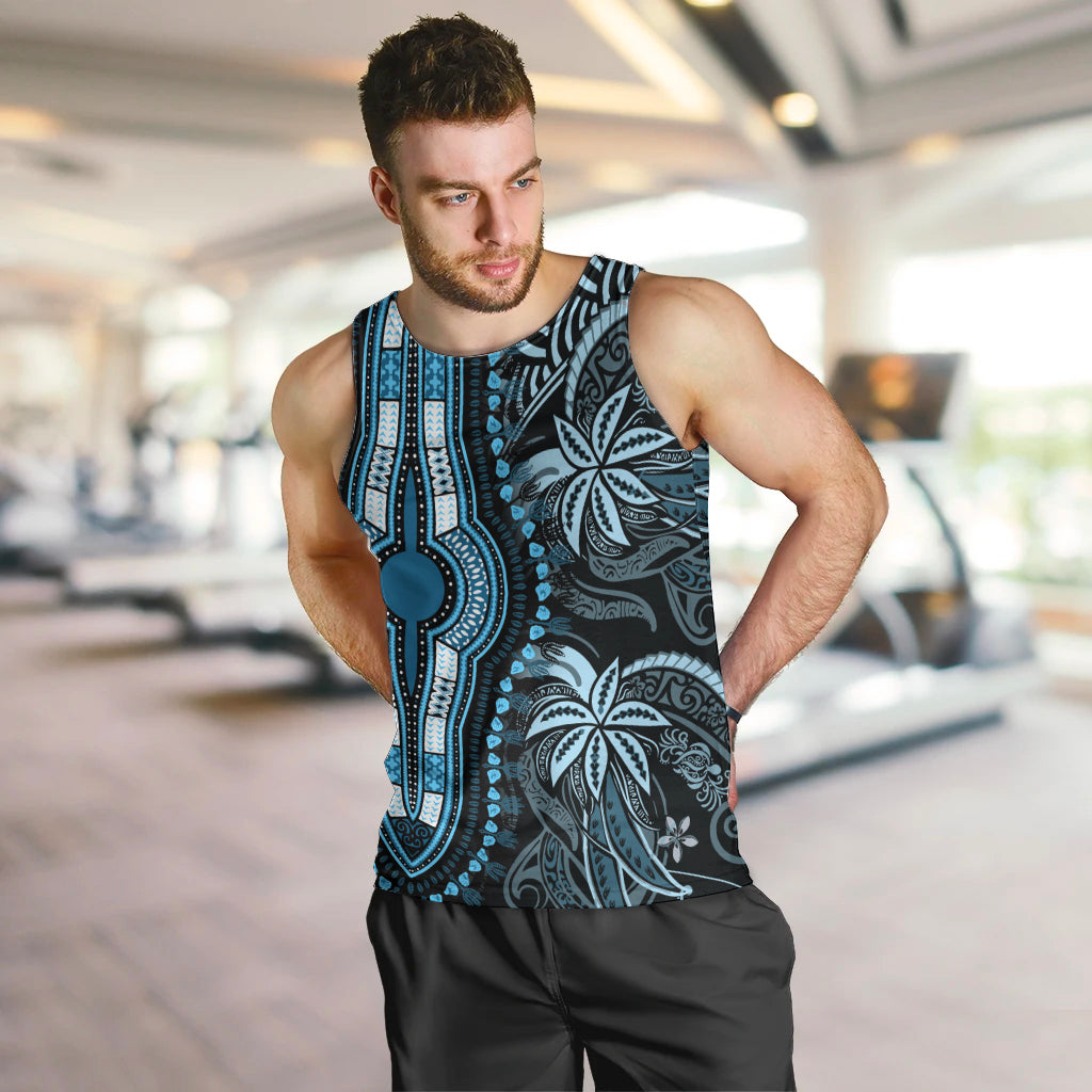 Polynesia Dashiki Men Tank Top Polynesia and Africa Traditional Special Together Blue - Wonder Print Shop