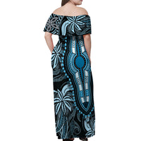 Polynesia Dashiki Off Shoulder Maxi Dress Polynesia and Africa Traditional Special Together Blue - Wonder Print Shop