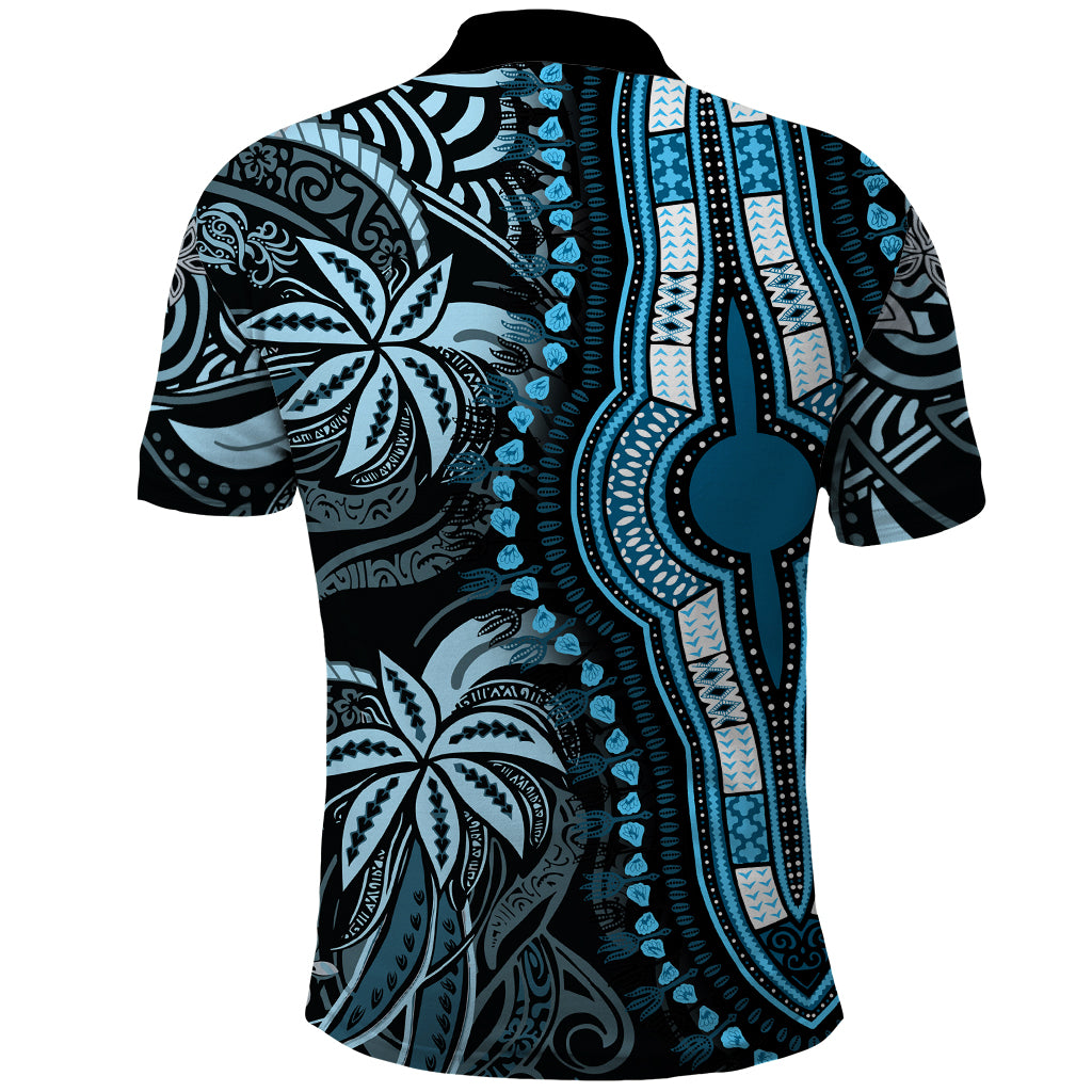 Polynesia Dashiki Polo Shirt Polynesia and Africa Traditional Special Together Blue - Wonder Print Shop