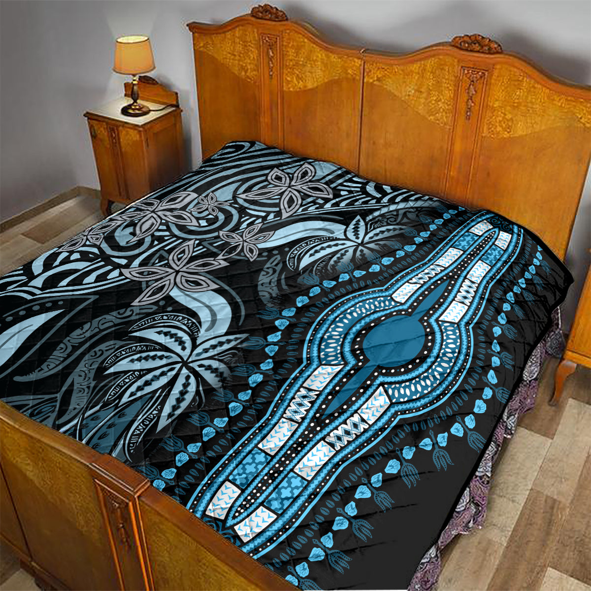 Polynesia Dashiki Quilt Polynesia and Africa Traditional Special Together Blue - Wonder Print Shop