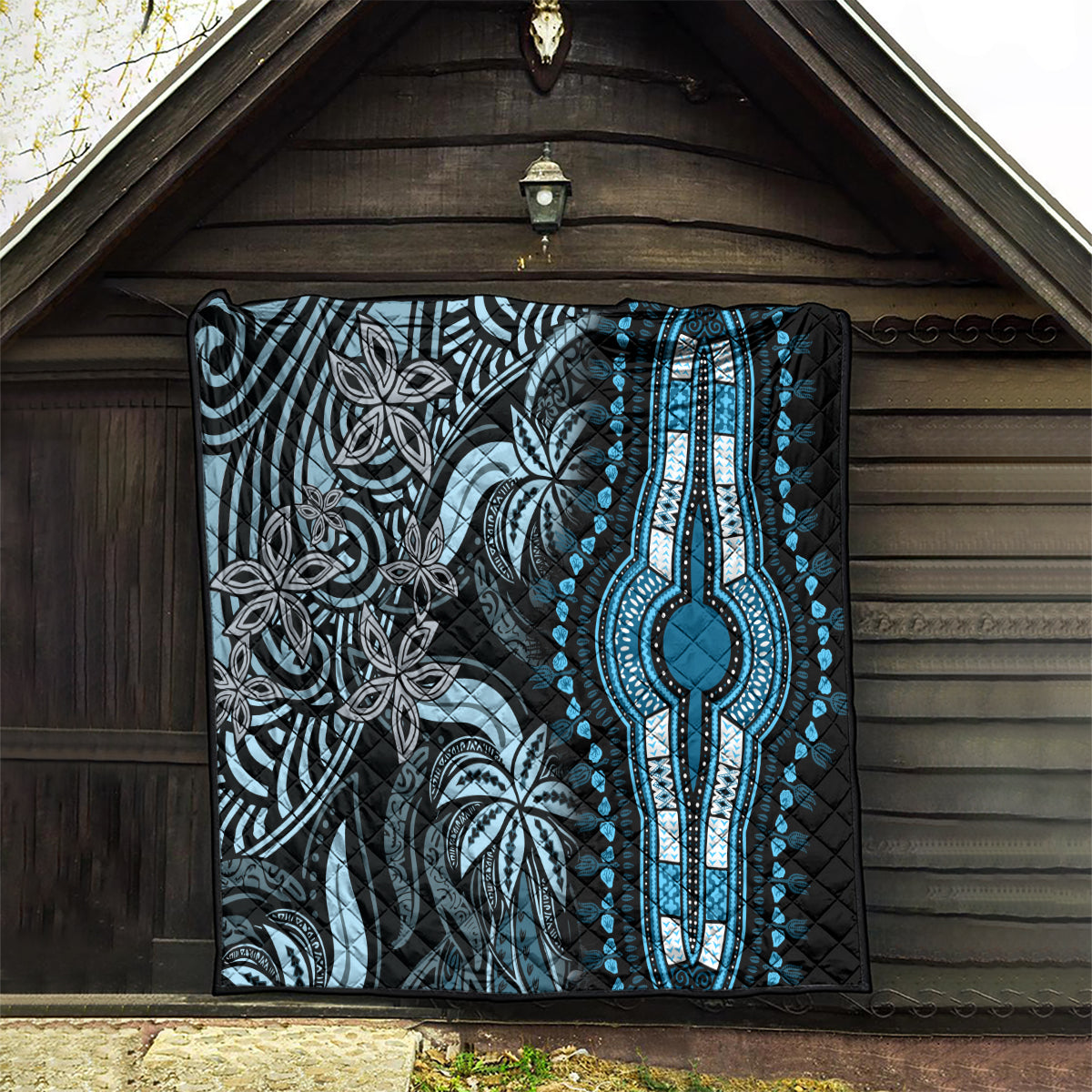 Polynesia Dashiki Quilt Polynesia and Africa Traditional Special Together Blue - Wonder Print Shop